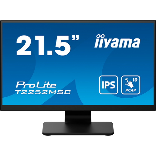 Monitor IIYAMA T2252MSC-B2 21.5" IPS TOUCH Capacitive 1920 x 1080, 250 cd/m², 1000:1, 5ms, Touch points 10, Touch method stylus, finger, glove, Touch interface USB, HDMI x1, DisplayPort x1, Speakers 2 x 1W, Tilt, VESA slika 1