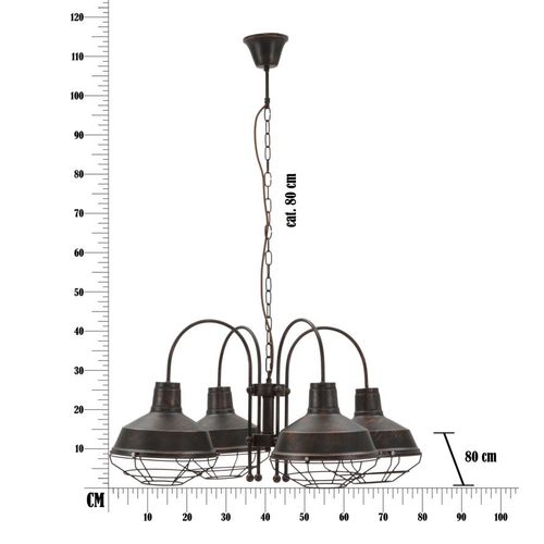 Mauro Ferretti Stropna lampa bronks 4 svjetla cm 80x80x40 (lanac cm 80) slika 10