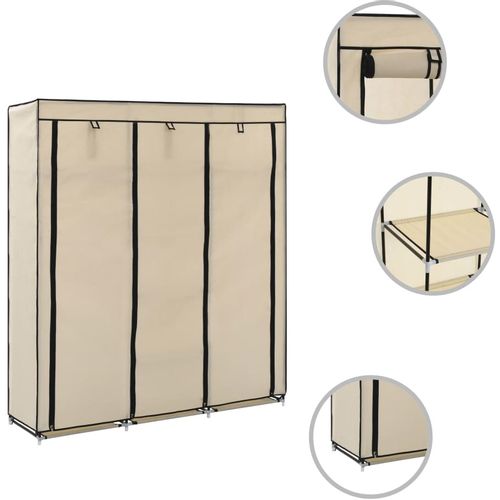 282455 Wardrobe with Compartments and Rods Cream 150x45x175 cm Fabric slika 26