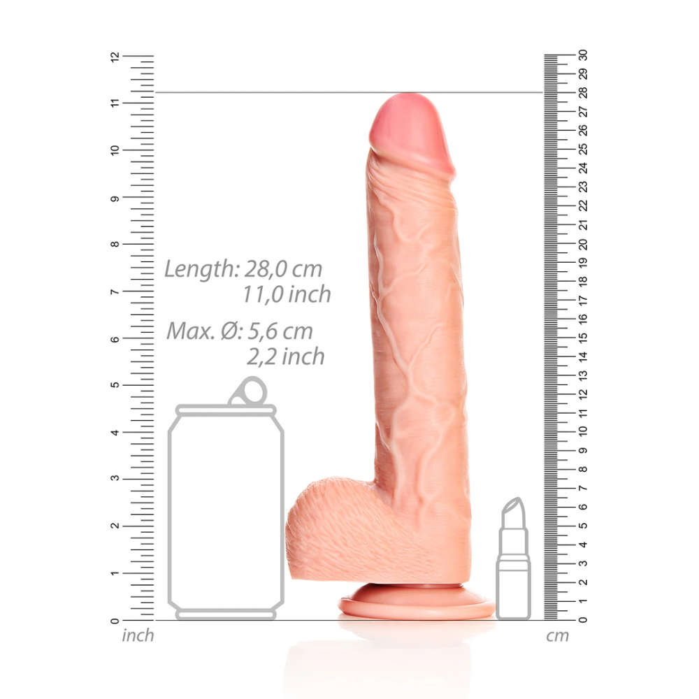 RealRock by Shots Ravni realistični dildo s kuglicama i vakuumom - 10 / 25,5 cm slika 6