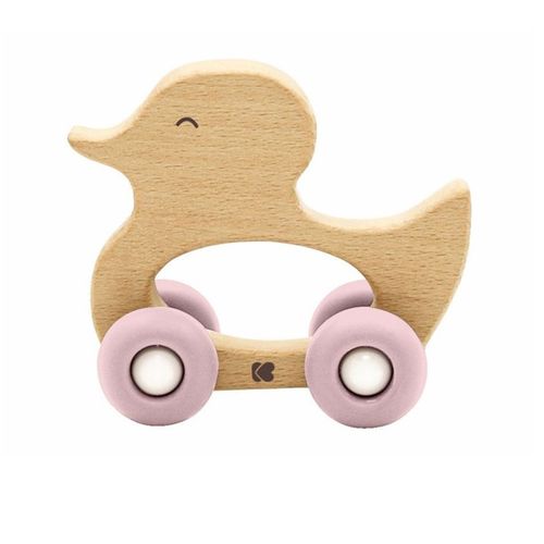 Kikka Boo Drvena igračka sa silikonskom glodalicom Pače Pink slika 1