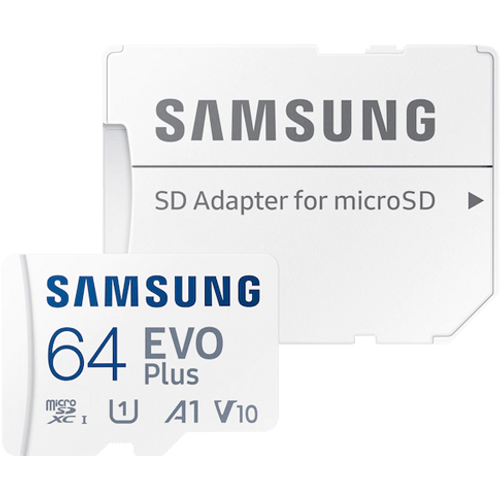 Samsung MB-MC64KA/EU MicroSD 64GB, EVO Plus, SDXC, UHS-I U3 V10 A1, Read 130MB/s, for 4K and FullHD video recording, w/SD adapter slika 1