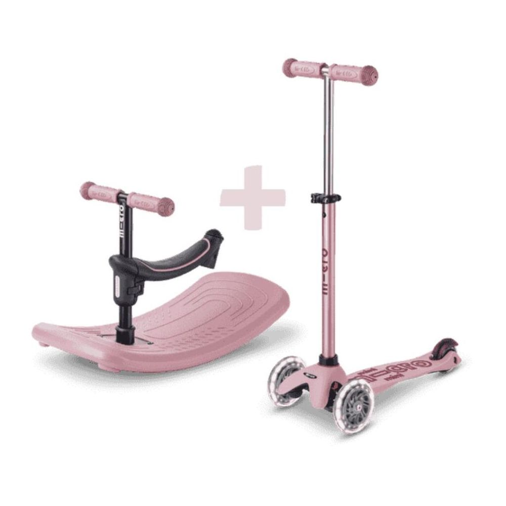 Micro Dječiji romobil Mini Deluxe Rock & Go LED Dusty Rose slika 1