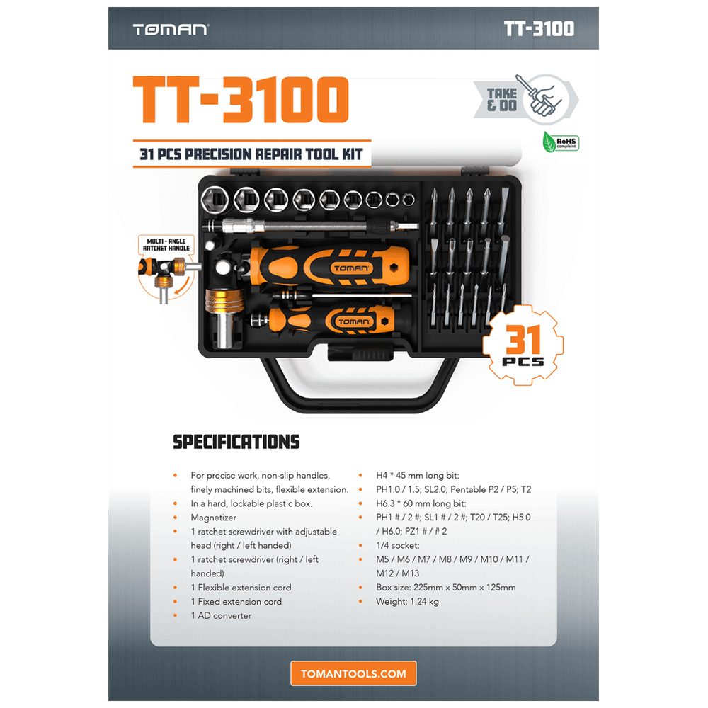 Toman Set alata, za precizne popravke,  31 kom - TT-3100 slika 6