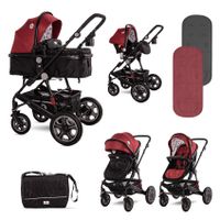 LORELLI LORA LUXE Red Elephants Kolica 3u1: Košara + Autosjedalica + Zimska Navlaka (0mj+) - (do 15kg/96cm)