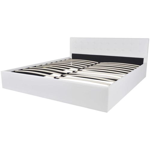 Okvir za krevet od umjetne kože sa prostorom za pohranu bijeli 160 x 200 cm slika 6