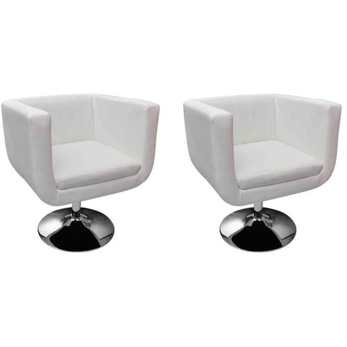 Barske stolice od umjetne kože 2 kom bijele slika 1