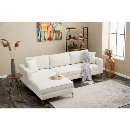 Atelier Del Sofa Kutna garnitura, Krem Zlato, Berlin Left - Cream, Gold slika 2