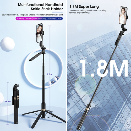 Selfie stick A15 + tripod crni slika 3