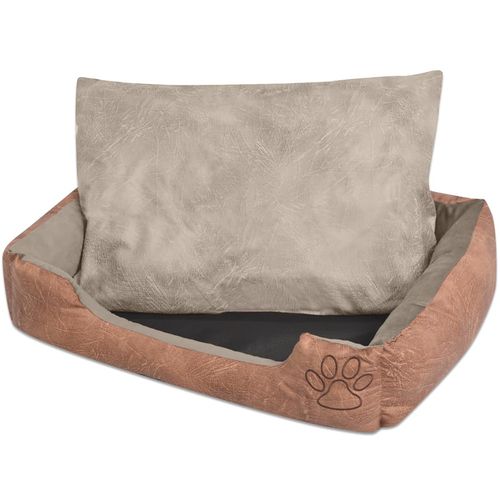 Krevet za pse s jastukom PU umjetna koža veličina XL Bež slika 21