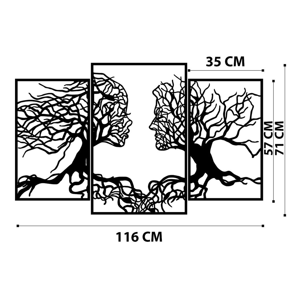 Dekorativni Metalni Zidni Ukras 'Love Tree' u Crnoj Boji slika 6