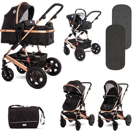 LORELLI LORA Luxe Black Kolica 3u1: Košara + Autosjedalica + Zimska Navlaka (0mj+) - (do 15kg/96cm) slika 1