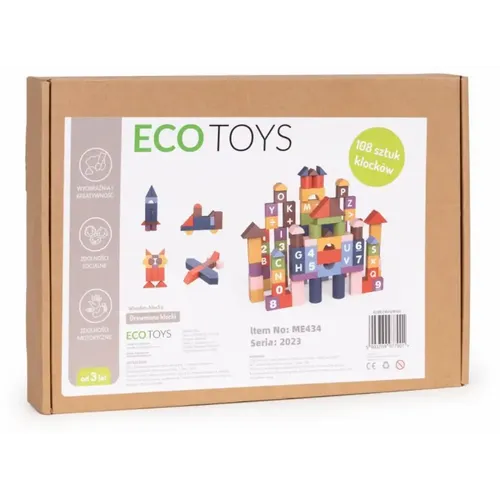 Ecotoys Edukativni konstrukcijski drveni blokovi od 108 dijelova slika 4