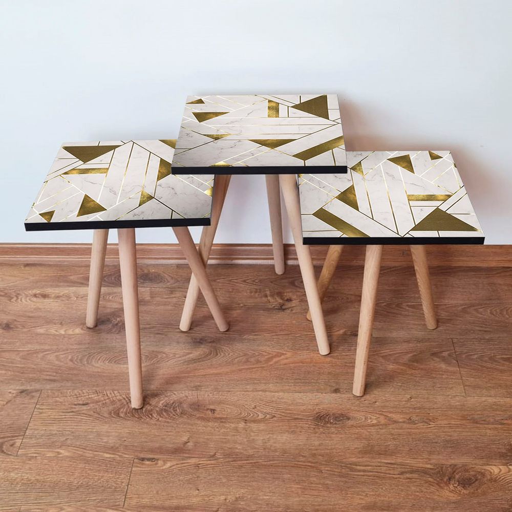 Nesting Table 3Shp231 - Bijela i Zlatna (3 Komada) slika 1