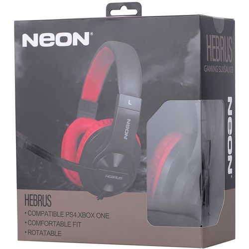 Slušalice + mikrofon NEON HEBRUS, crno - crvene, 3,5mm slika 2