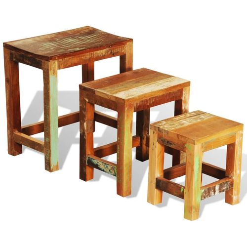 3-dijelni set uklapajućih stolića starinski obnovljeno drvo slika 41