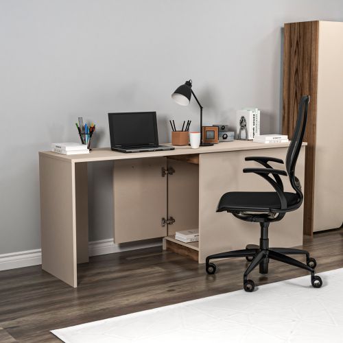 Akser - Light Walnut, Beige Light WalnutBeige Study Desk slika 3