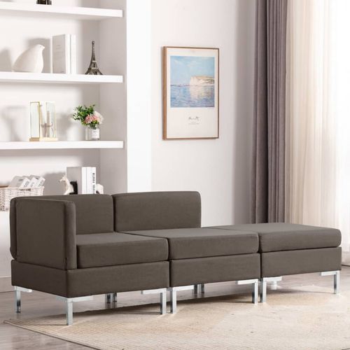 3-dijelni set sofa od tkanine smeđe-sivi slika 21