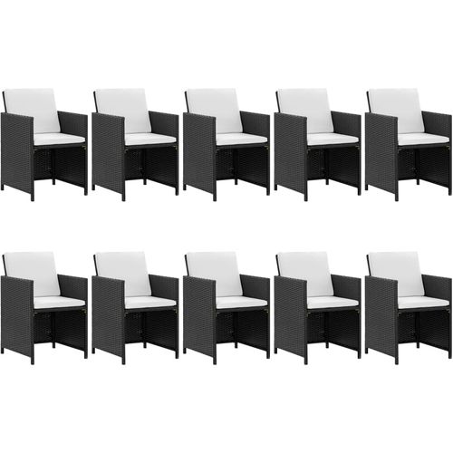 11-dijelni vrtni blagovaonski set od poliratana s jastucima crni slika 38