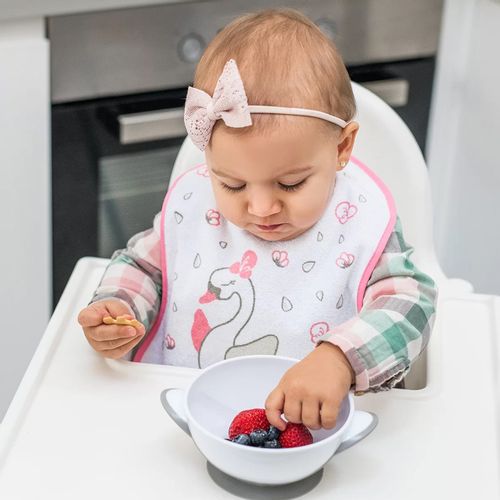 BabyOno Posuda za hranjenje + žlica, siva slika 5