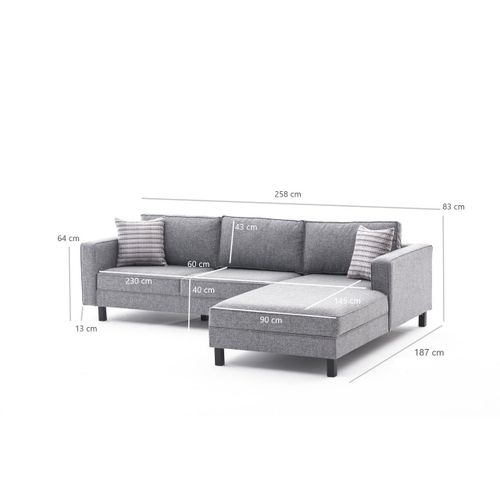 Atelier Del Sofa Kutna garnitura, Sivo, Kale Linen Right - Grey slika 7