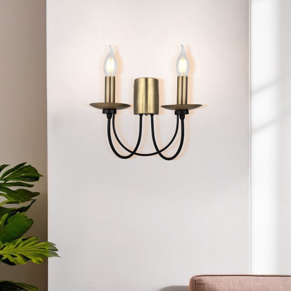 Zidna Lampa Dofa - 73-29, boje: Antik, Crna slika 1