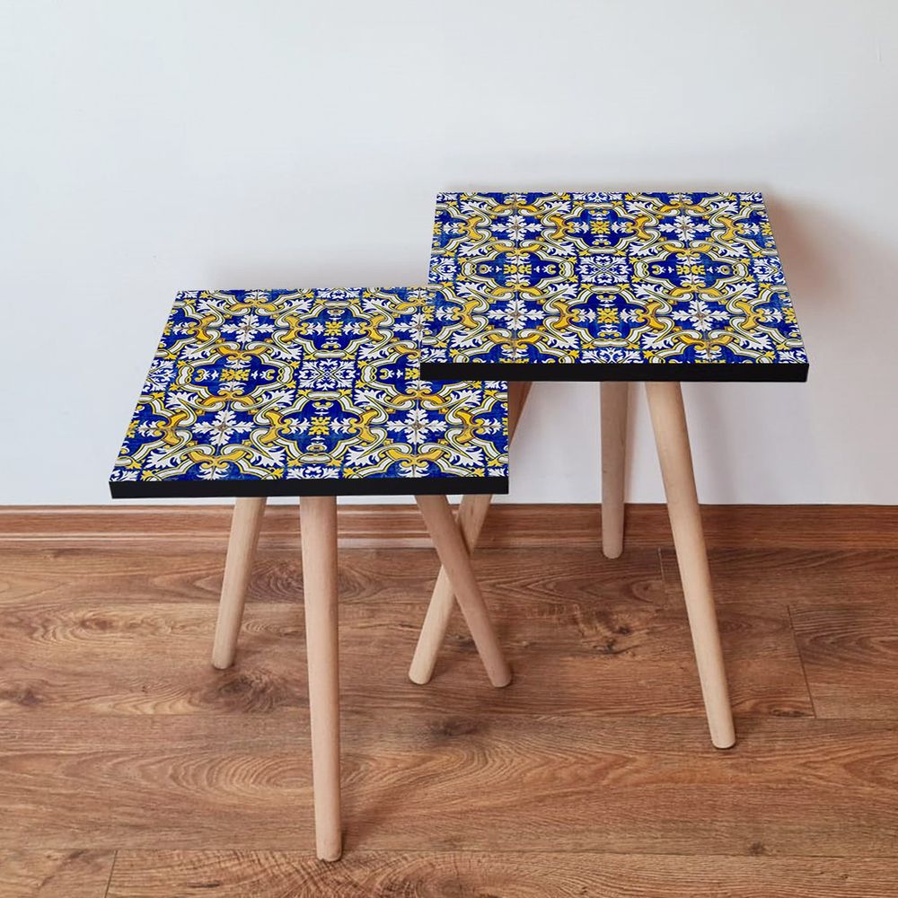 Nesting stolovi 2Shp47 - (2 komada) - boje: tamnoplava, plava, žuta slika 1