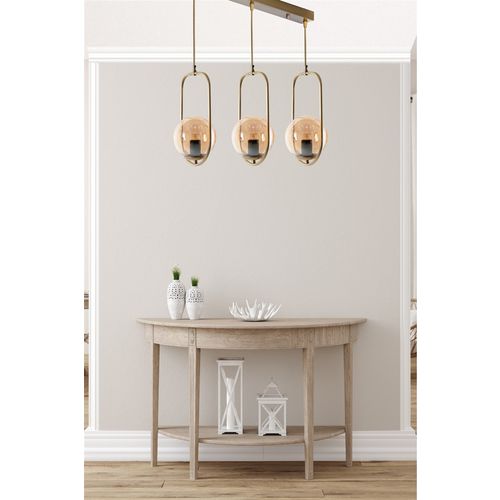 Ahu 3 Lü Sıralı Bal Camlı Eskitme Sarkıt Copper Chandelier slika 1