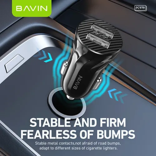 Bavin Auto punjač 2xUSB + kabl Lightning crna slika 1