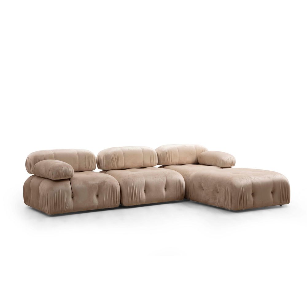 Ugaona Sofa 'Bubble Corner' (L1-O1-1R -Puf) - Krema Boja slika 2