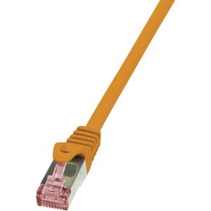 LogiLink CQ2028S RJ45 mrežni kabel, Patch kabel cat 6 S/FTP 0.50 m narančasta vatrostalan, sa zaštitom za nosić 1 St.