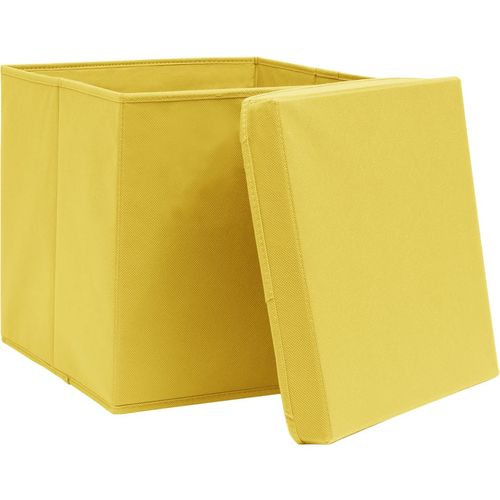 Kutije za pohranu s poklopcima 4 kom 28 x 28 x 28 cm žute slika 30