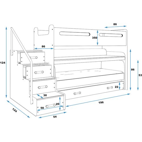 Drveni dječji krevet na kat MAX 1 s tri kreveta 200*80 - bijeli slika 3