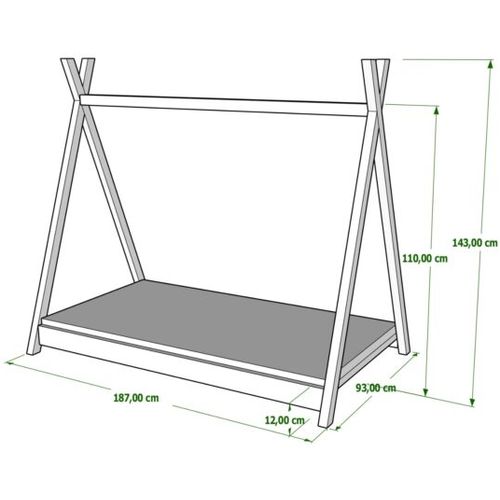 Drveni Dečiji Krevet Tipi - Beli - 180*80 cm slika 2