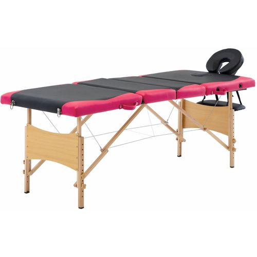 Sklopivi masažni stol s 4 zone drveni crno-ružičasti slika 18