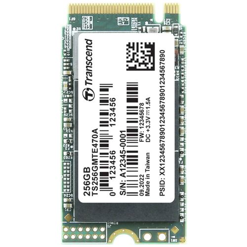 Transcend TS256GMTE470A 256GB, M.2 2242, PCIe Gen3x4, NVMe, 3D NAND, DRAM-less, Read up to 2000MB/s, Write up to 1700 MB/s, Single-sided slika 1