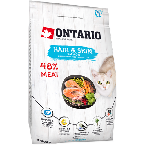 ONTARIO HRANA ZA MAČKE, HAIR&SKIN, 400G slika 1