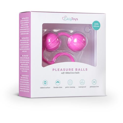 Vaginalne kuglice Easytoys Geisha Balls - vertikalno rebraste, ružičaste slika 3