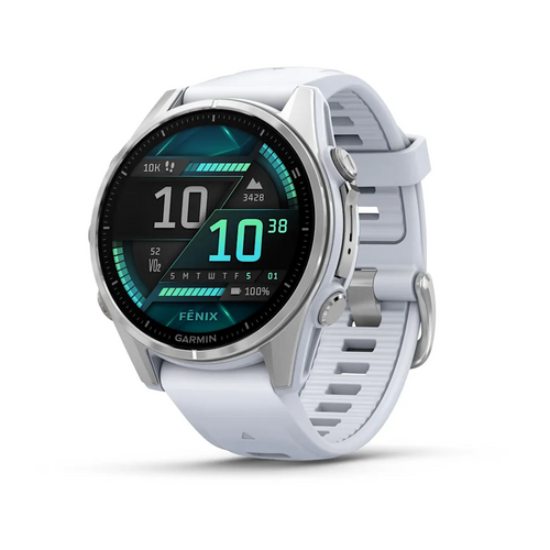 Garmin pametni sat fenix 8 43 mm AMOLED Silver, Whitestone remen slika 1