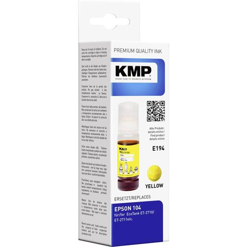 KMP tinta za punjenje zamijenjen Epson 104, 104 EcoTank, T00P4, C13T00P440 kompatibilan  žut E194 1648,0009 slika 1