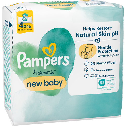 Pampers vlažne maramice Harmonie New Baby 4x46kom slika 2