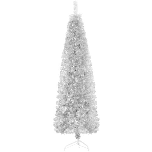 Tanka umjetna polovica božićnog drvca sa stalkom srebrna 150 cm slika 4