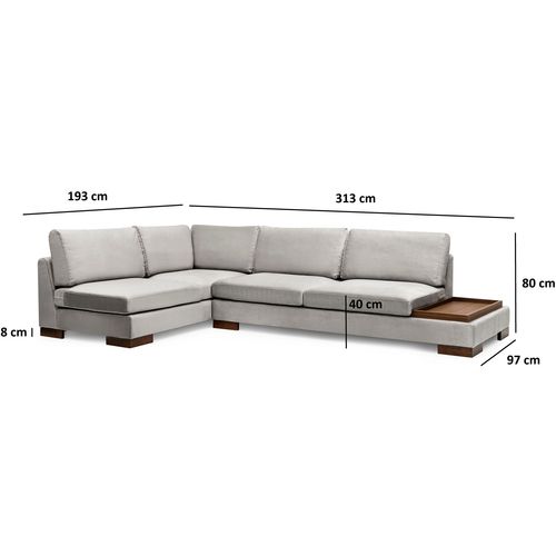 Ugaona Sofa 'Tulip Corner Left' sa Tabureom - Svijetlo Siva slika 8