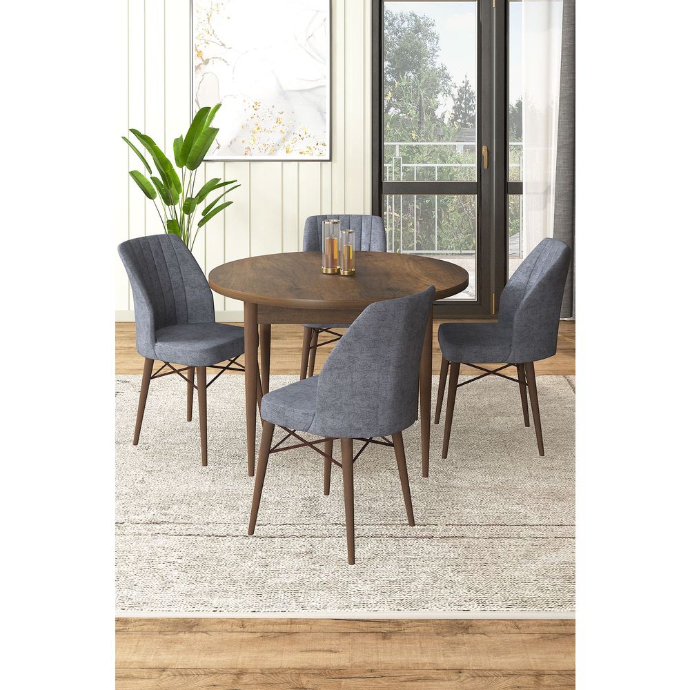 Rox - Baroque Fume Set Trpezarijskog Stola i Stolica (5 Komada) slika 1