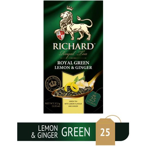 RICHARD Royal Green Lemon & Ginger – Zeleni čaj sa đumbirom, limunom i šipurkom 25 x 1,5g 111371 slika 1