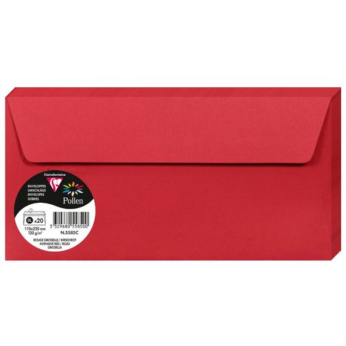 Clairefontaine kuverte Pollen 110x220mm 120gr intensive red 1/20 slika 1