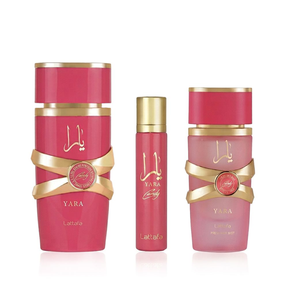 Lattafa Yara Candy EDP 100 ml + EDP Mini 12 ml + Hair Mist 50 ml slika 3