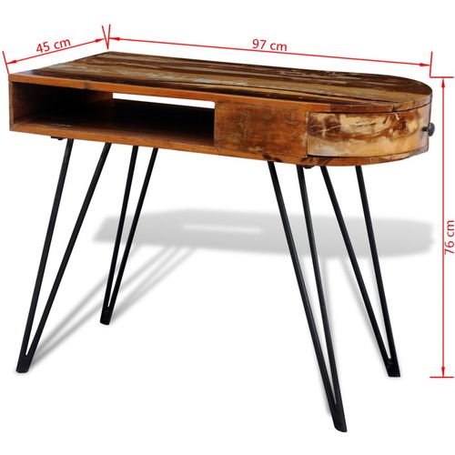 Radni stol od masivnog obnovljenog drva sa željeznim nogama slika 16