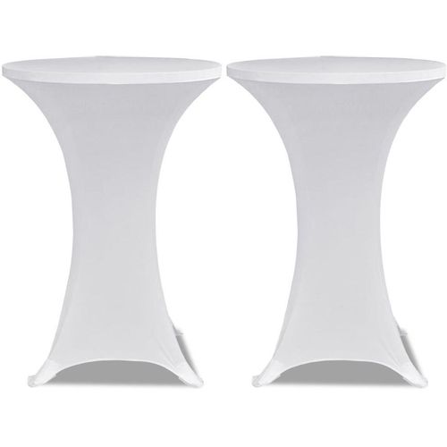 Bijeli rastežljiv stolnjak za stolove Ø80 2 kom slika 4