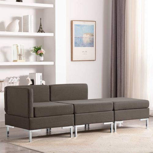 3-dijelni set sofa od tkanine smeđe-sivi slika 1